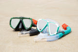 Swim mask and snorkel. There are two color options: black or teal.