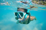 Swim mask and snorkel. There are two color options: black or teal.