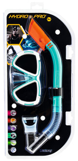 Swim mask and snorkel. There are two color options: black or teal.