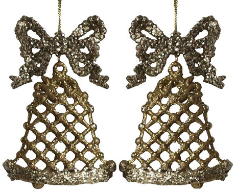 2-Pack of Gold Glitter Bell Ornaments