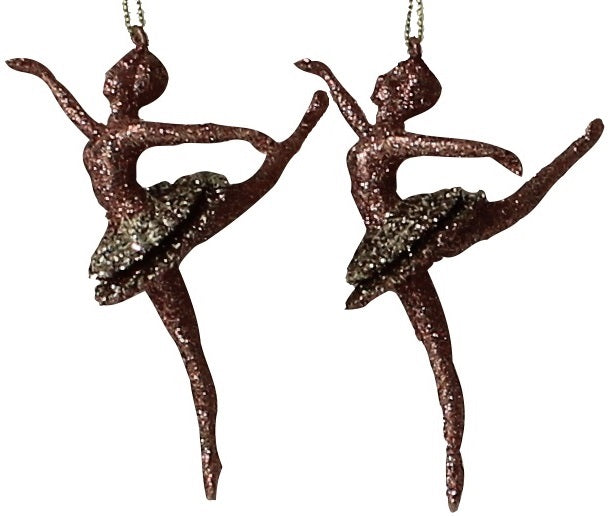2-Pack of Glitter Ballerina Christmas Ornaments