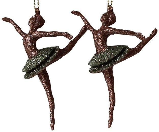 2-Pack of Glitter Ballerina Christmas Ornaments