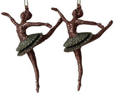 2-Pack of Glitter Ballerina Christmas Ornaments