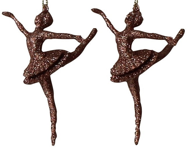 2-Pack of Glitter Ballerina Christmas Ornaments