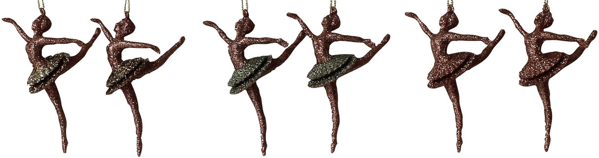 2-Pack of Glitter Ballerina Christmas Ornaments