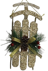 Rustic Glitter Sled Ornaments (Champagne/Gold/Silver)