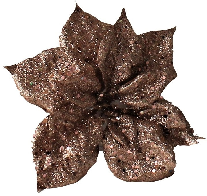 Clip-On Glitter Poinsettia Ornament (Rose Gold/Champagne/Mint)