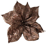 Clip-On Glitter Poinsettia Ornament (Rose Gold/Champagne/Mint)