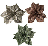 Clip-On Glitter Poinsettia Ornament (Rose Gold/Champagne/Mint)