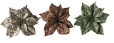 Clip-On Glitter Poinsettia Ornament (Rose Gold/Champagne/Mint)