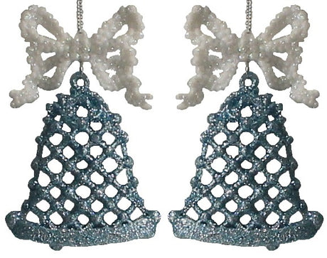 2-Pack of Blue Glitter Bell Ornaments