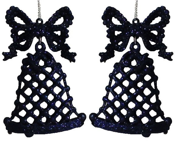 2-Pack of Blue Glitter Bell Ornaments