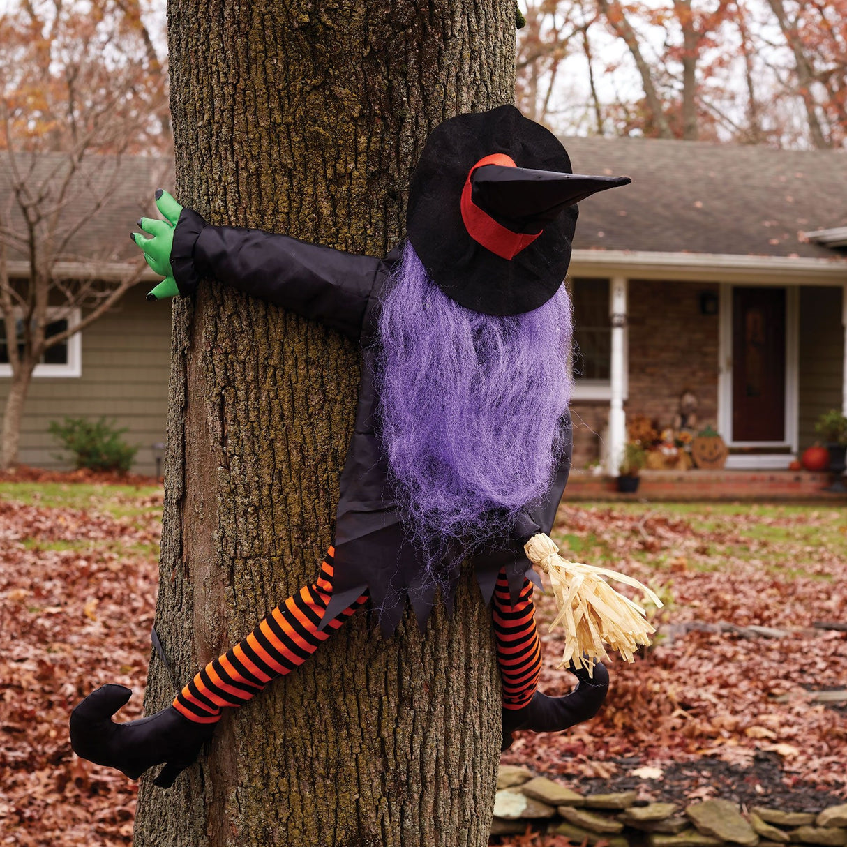 36" Wrong Way Witch Tree Hugger Decoration