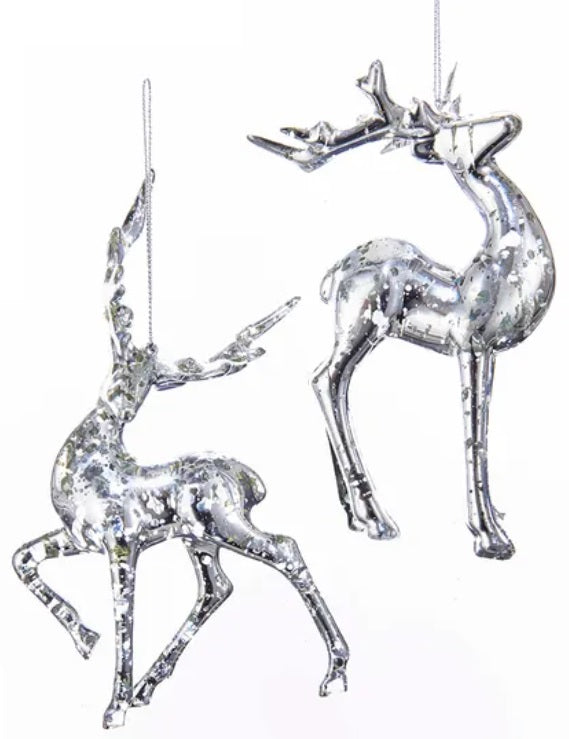 Silver reindeer shaped ornaments.