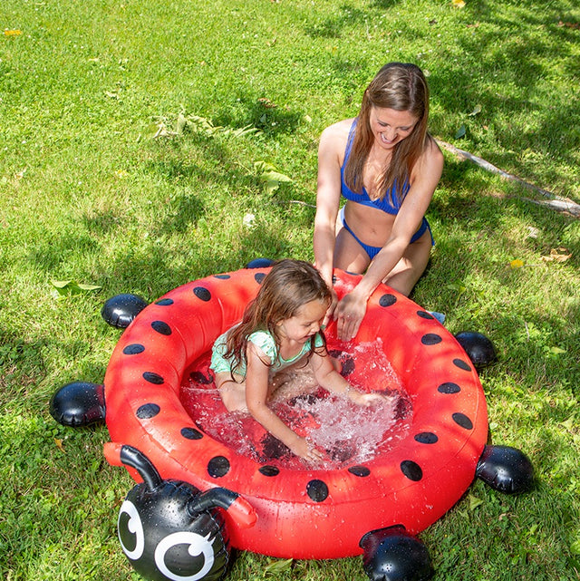 Small inflatable pool for kids shaped like a cute ladybug.