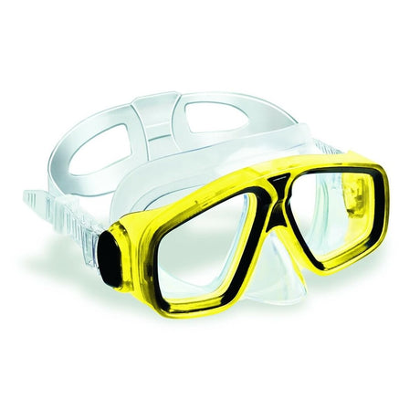 Yellow and clear swim mask.