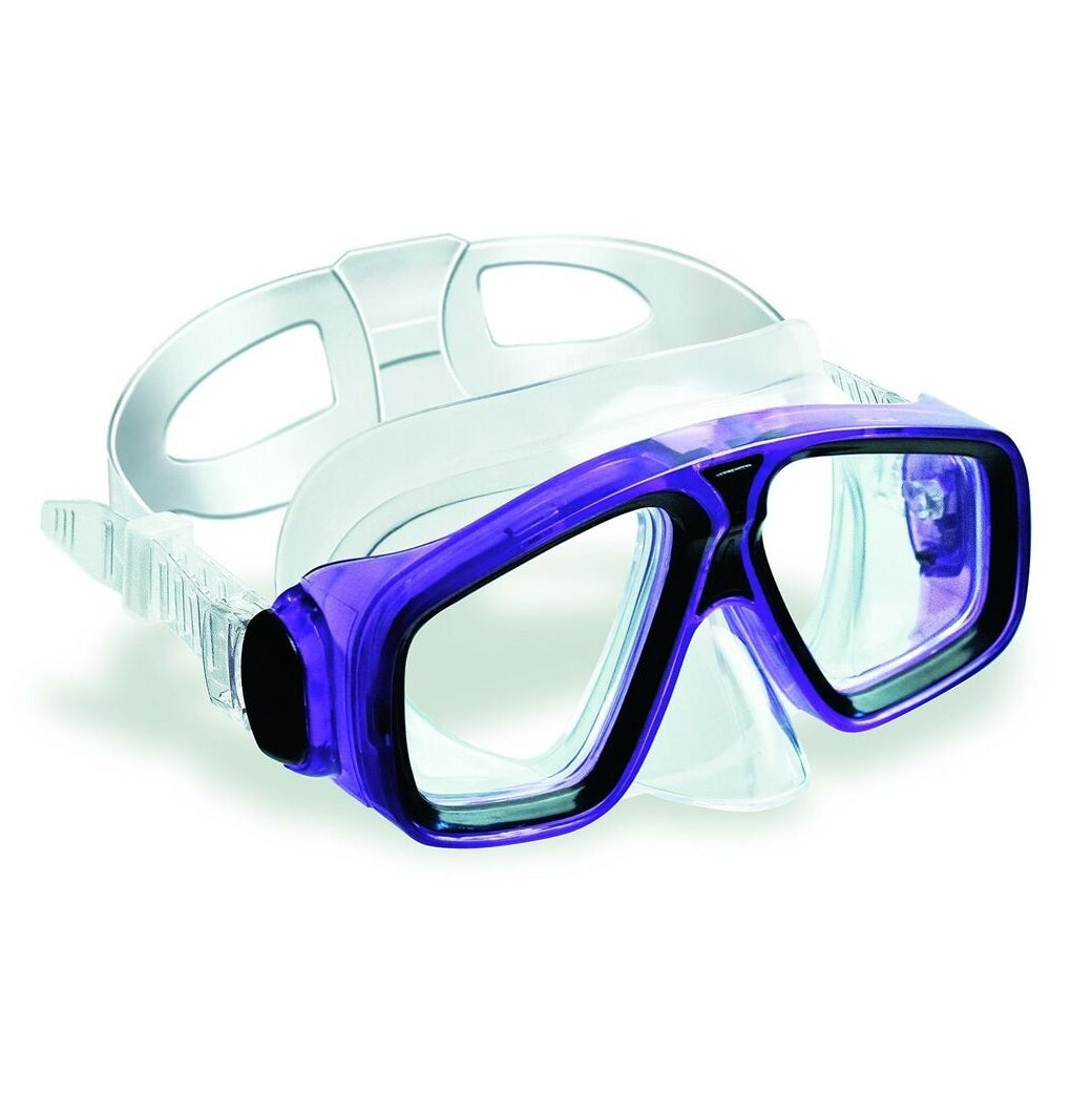 Blue and clear swim mask.