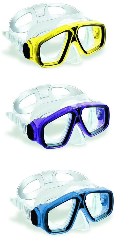 Swimming masks. This picture shows all three color options.
