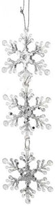 Clear and silver glitter snowflake ornaments.