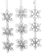 Clear and silver glitter snowflake ornaments.