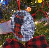 4.5" Gingham Holiday Wooden Oval Ornament