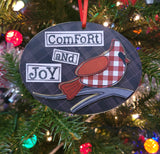 4.5" Gingham Holiday Wooden Oval Ornament