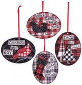 4.5" Gingham Holiday Wooden Oval Ornament