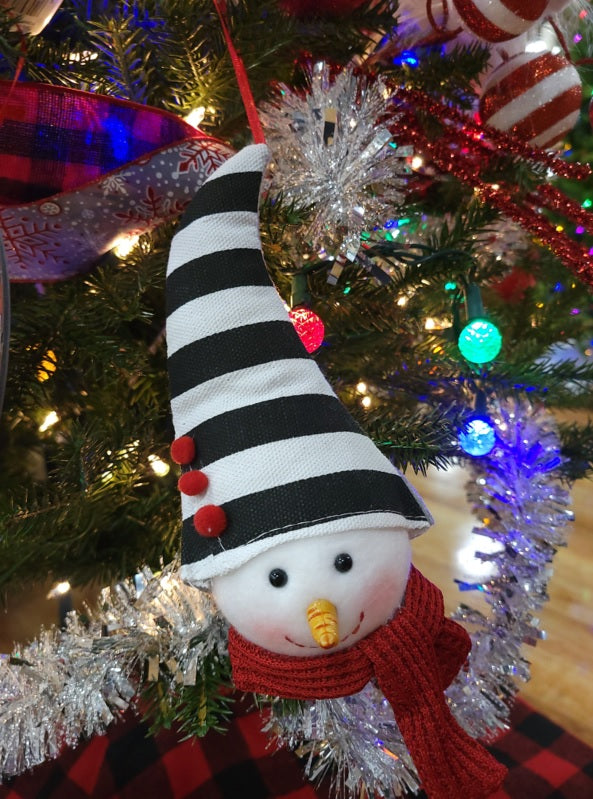 9" Gnome Snowman Head Ornament