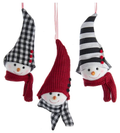 9" Gnome Snowman Head Ornament