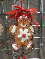 Ornaments designed to look like cookies in silver cut outs or on trays.