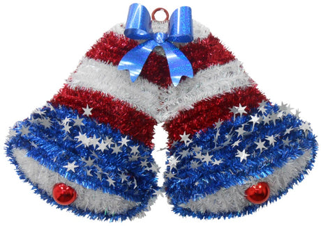 Patriotic bell decoration in festive red, white and blue.