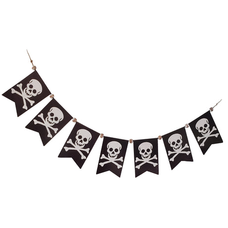 58.5" Metal Skull and Crossbones Banner Garland