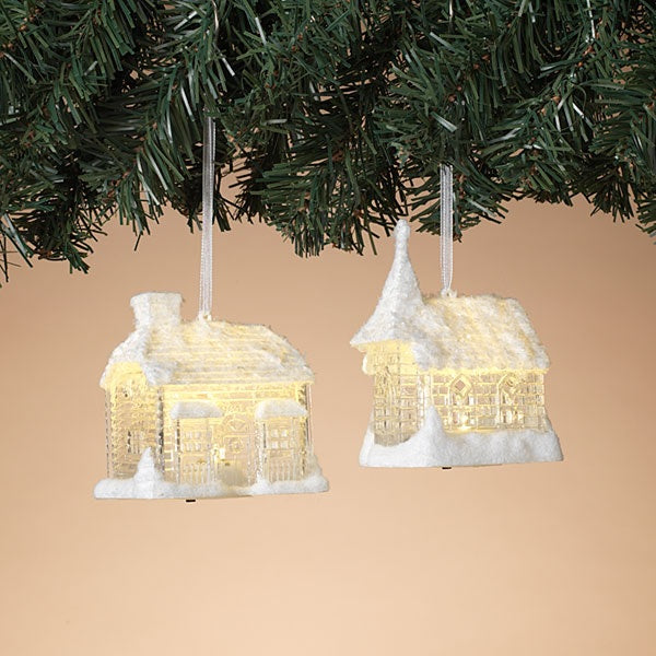3.2" Battery-Operated Lighted House Ornaments