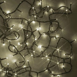 A string of warm white LED lights.