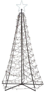 7.5' Starry Pure White LED Spire Tree with Star Top Wire Decoration