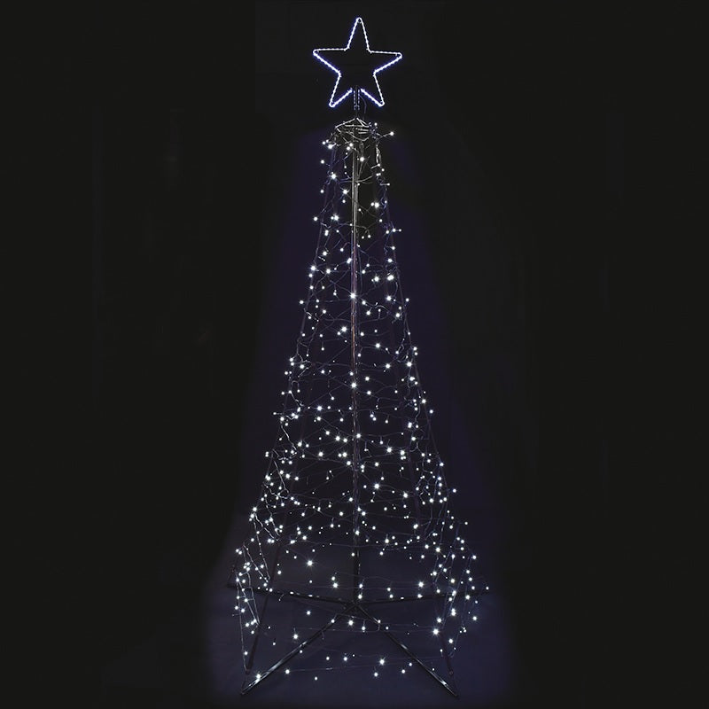 7.5' Starry Pure White LED Spire Tree with Star Top Wire Decoration