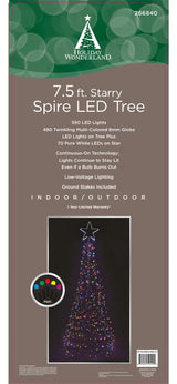 7.5' Starry Pure White LED Spire Tree with Star Top Wire Decoration