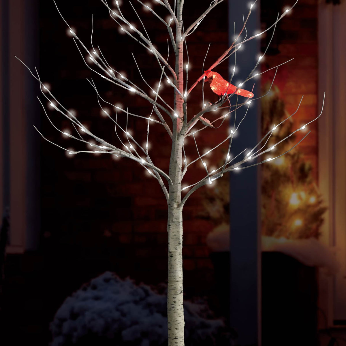 LED Birch Tree Cardinal | Lighted Trees | Birch Tree Decorations ...