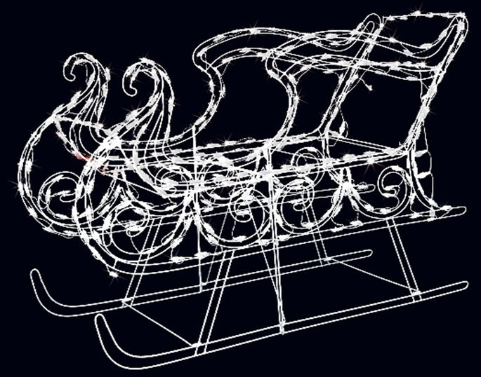 2-Piece Pure White Twinkling LED Sleigh and Elegant Buck Wire Sculpture Set