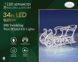 3-Piece Pure White Twinkling LED Elegant Bucks and Sleigh Wire Sculptures