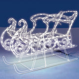 2-Piece Pure White Twinkling LED Sleigh and Elegant Buck Wire Sculpture Set
