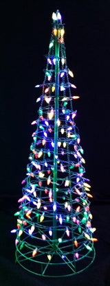 LED Christmas decoration pre-lit with multi-colored lights. Wire is shaped like a cone tree. Measures 6 ft. tall.
