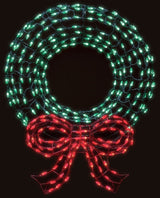 LED wreath wire decoration. Pre-lit with green and red lights.