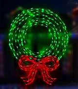 LED wreath wire decoration. Pre-lit with green and red lights.