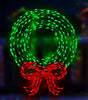 LED wreath wire decoration. Pre-lit with green and red lights.