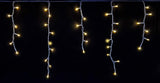 Warm white LED icicle lights.