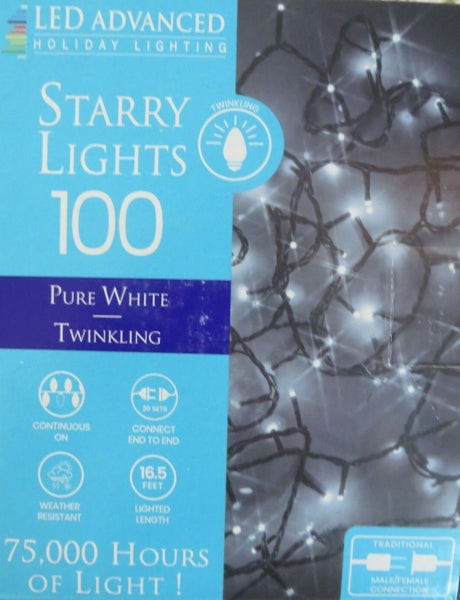 A box of 100 twinkling pure white starry lights.