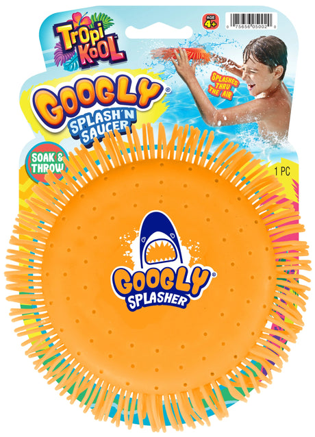 Water frisbee with dangling tentacles around the sides.