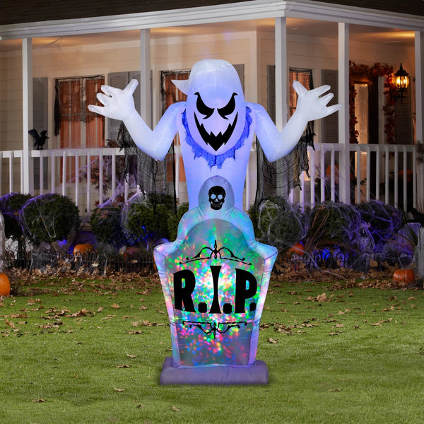 5' Inflatable Kaleidoscope Ghost with Tombstone Lightshow