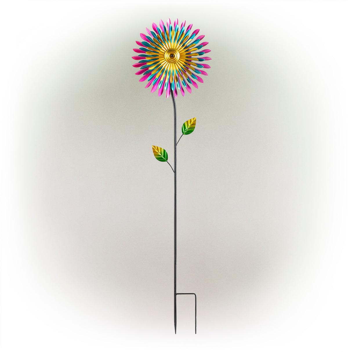 Metal Daisy Wind Spinner Stake